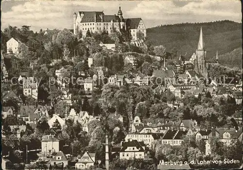 Marburg Lahn Stadtblick mit Schloss Kat. Marburg