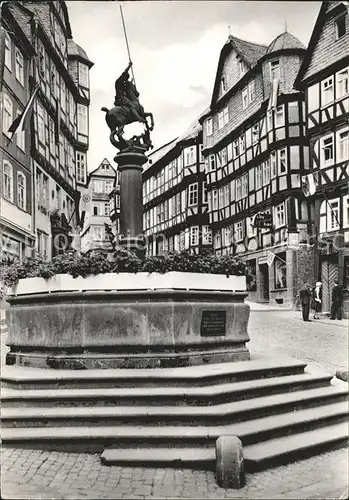 Marburg Lahn Oberer Markt mit Brunnen Kat. Marburg