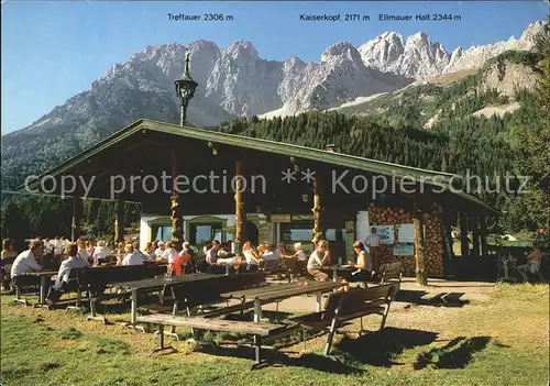 Ellmau Tirol Wochenbrunner Alm Freiterrasse Treffauer Kaiserkopf Kat. Ellmau