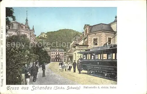 Schandau Bad Haltestelle der elektrischen Bahn / Bad Schandau /Saechsische Schweiz-Osterzgebirge LKR