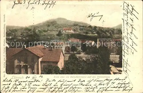 Loerrach Blick ueber die Bahnhofstrasse auf den Huehnerberg / Loerrach /Loerrach LKR