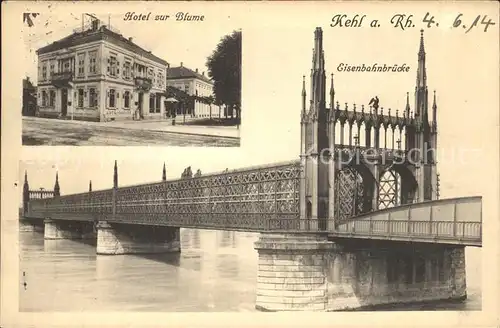 Kehl Rhein Hotel zur Blume Eisenbahnbruecke / Kehl /Ortenaukreis LKR