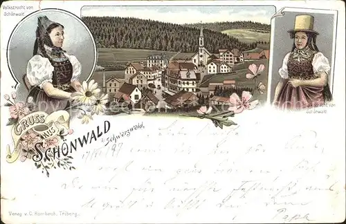 Schoenwald Schwarzwald Volkstrachten Stadtansicht / Schoenwald im Schwarzwald /Schwarzwald-Baar-Kreis LKR