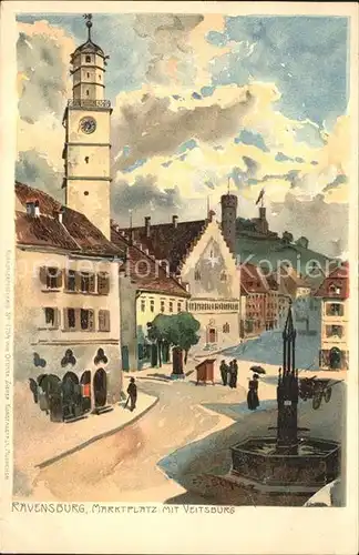 Ravensburg Wuerttemberg Marktplatz mit Veitsburg / Ravensburg /Ravensburg LKR