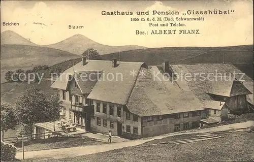 Obermuenstertal Gasthaus Pension Giesshuebel / Muenstertal /Breisgau-Hochschwarzwald LKR