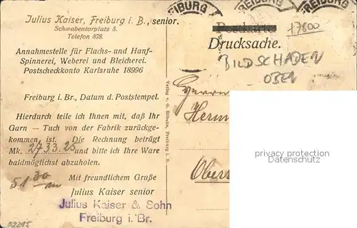 Freiburg Breisgau Salz- Lager Julius Kaiser / Freiburg im Breisgau /Breisgau-Hochschwarzwald LKR