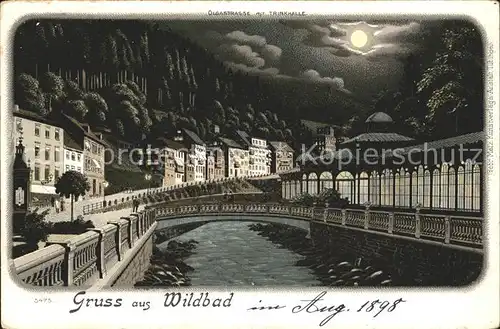 Wildbad Schwarzwald Olgastrasse Trinkhalle Litho / Bad Wildbad /Calw LKR