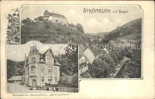 Schoenberg Bensheim Restaurant Zur Herrenmuehle Heinrich Spahn  / Bensheim /Bergstrasse LKR