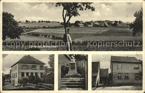 Bronnacker Schulhaus Kriegerdenkmal Gasthaus zum Adler  / Rosenberg /Neckar-Odenwald-Kreis LKR