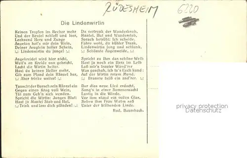 Bad Godesberg Die Lindenwirtin Gedicht Rudolf Baumbach / Bonn /Bonn Stadtkreis