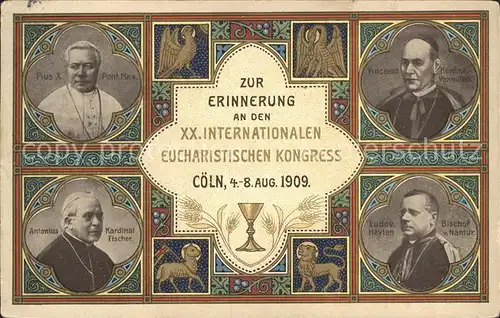 Koeln Rhein XX. Internationaler Eucharistischer Kongress Pius X. Ludov Heyten / Koeln /Koeln Stadtkreis