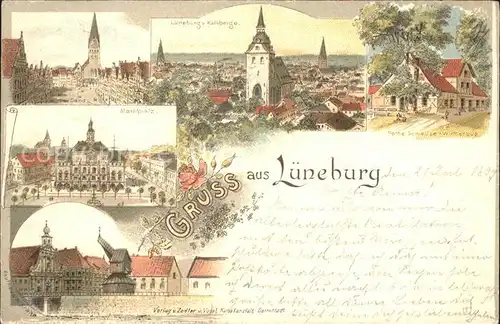 Lueneburg Sand Marktplatz Kaufhaus Krahn Wirtshaus Rote Schleuse Litho / Lueneburg /Lueneburg LKR