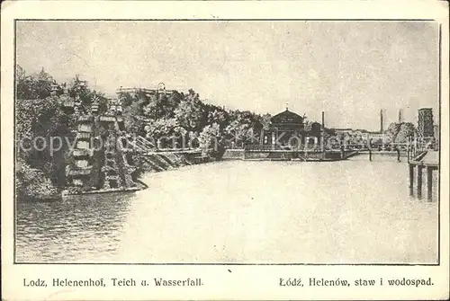 Lodz Helenenhof, Teich und Wasserfall / Lodz /