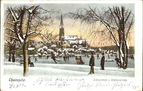 Chemnitz Schlossteich und Schlosskirche im Winter / Chemnitz /Chemnitz Stadtkreis