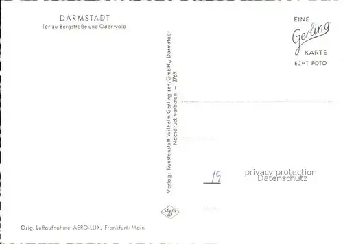 Darmstadt Fliegeraufnahme / Darmstadt /Darmstadt Stadtkreis