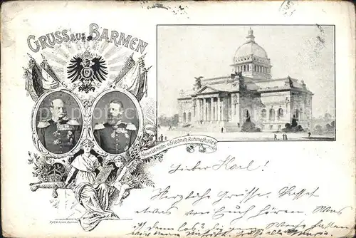 Barmen Wuppertal Kaiser Wilhelm- und Friedrich- Ruhmeshalle / Wuppertal /Wuppertal Stadtkreis