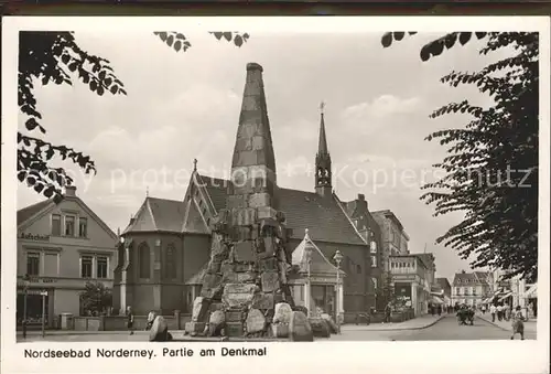Norderney Nordseebad Partie am Denkmal Kirche Kat. Norderney