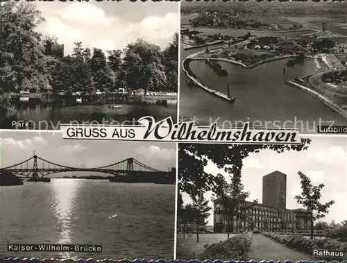 Wilhelmshaven Fliegeraufnahme Park Kaiser Wilhelm Bruecke Rathaus Kat. Wilhelmshaven