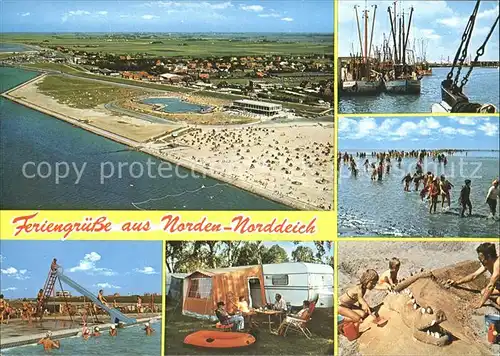 Norddeich Ostfriesland Fliegeraufnahme Strand Freibad Campingplatz  Kat. Norden