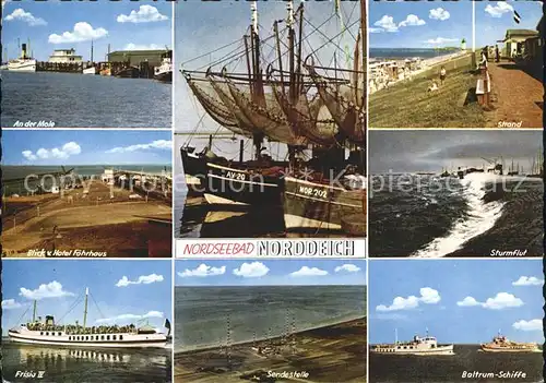 Norddeich Ostfriesland An der Mole Frisia IV Baltrumschiffe Strand Sturmflut Kat. Norden