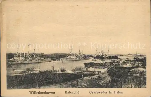 Wilhelmshaven Hafenbild Geschwader im Hafen Kriegsschiffe Kat. Wilhelmshaven