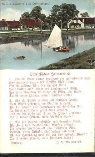 Aurich Ostfriesland Ostfriesisches Heimatslied Naturaufnahme Kanal Boot Kat. Aurich