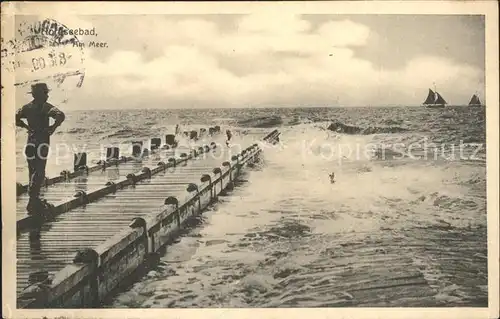 Norderney Nordseebad Bruecke Segelboot  Kat. Norderney