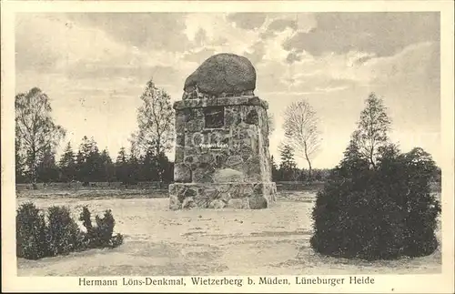 Mueden oertze Wietzerberg Hermann Loens Denkmal Kat. Fassberg