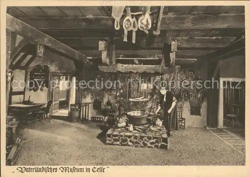 Celle Niedersachsen Vaterlaendisches Museum Herd mit Raehm im Flett des Bauernhauses aus Narjesbergen Kat. Celle