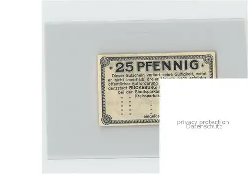 Bueckeburg 25 Pfennig Gutschein Kat. Bueckeburg