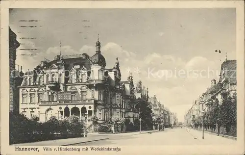 Hannover Villa von Hindenburg mit Wedekindstrasse Kat. Hannover