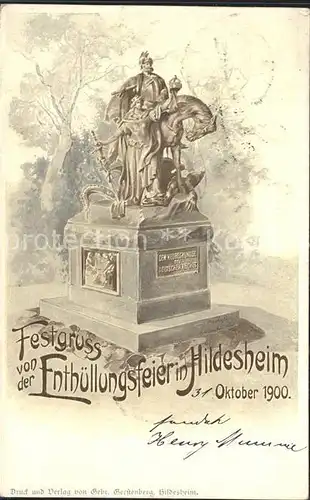 Hildesheim Denkmal Enthuellung 1900 Kat. Hildesheim