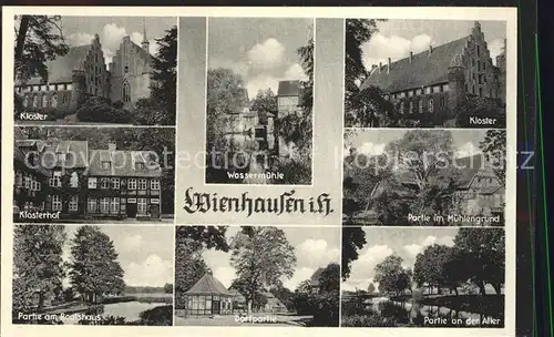 Wienhausen Kloster Klosterhof Wassermuehle Muehlengrund Aller am Bootshaus Dorfpartie Kat. Wienhausen