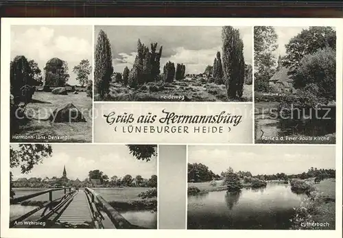 Hermannsburg Hermann Loens Denkmal Heideweg Kirche Lutterbach Wehrsteg Lueneburger Heide Kat. Hermannsburg