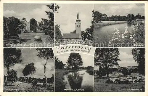 Hermannsburg Hermann Loens Denkmal Kirche Lutherbach Schuckenherde Birkenweg Oertze Lueneburger Heide Kat. Hermannsburg