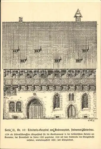 Hildesheim Trinitatis Hospital am Andreasplatz Zeichnung Kat. Hildesheim