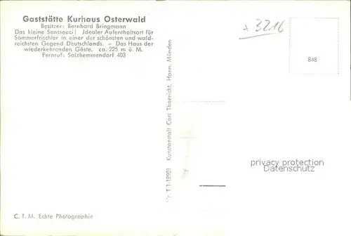 Osterwald Elze Gaststaette Kurhaus  Kat. Salzhemmendorf