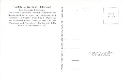 Osterwald Elze Gaststaette Kurhaus Sanssouci Kat. Salzhemmendorf