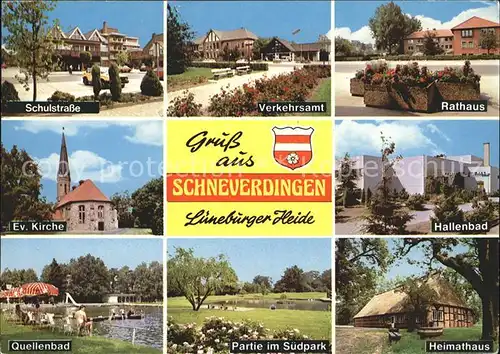 Schneverdingen Evangelische Kirche Schulstrasse Quellenbad Heimathaus Hallenbad  Kat. Schneverdingen