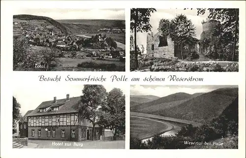 Polle Burgruine Hotel Zur Burg Wesertal Kat. Polle