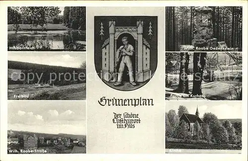 Gruenenplan Kurhaus Wilhelm Raabe Gedenkstein Freibad Kat. Delligsen