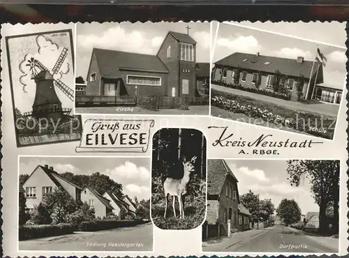 Neustadt Ruebenberge Kirche Schule Windmuehle Kat. Neustadt am Ruebenberge