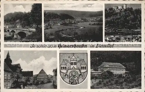 Helmarshausen Kruckenburg Sanatorium Haus Kleine Diemelbruecke  Kat. Bad Karlshafen