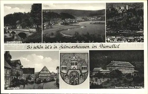 Helmarshausen Kruckenburg Sanatorium Haus Kleine Diemelbruecke Kat. Bad Karlshafen