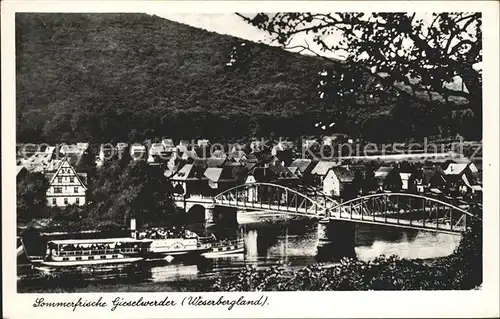 Gieselwerder Dampfer Bruecke Kat. Oberweser