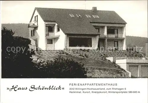 Willingen Sauerland Haus Schoenblick Kat. Willingen (Upland)