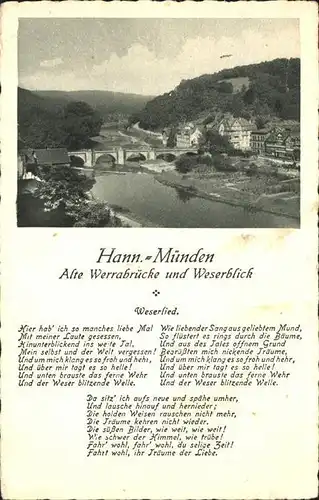 Hann. Muenden Alte Werrabruecke Weserblick Weserlied  Kat. Hann. Muenden