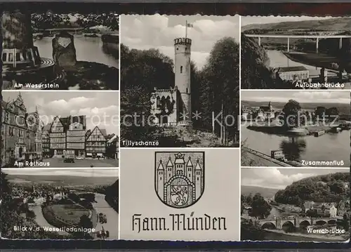 Hann. Muenden Tillyschanze Weserstein Rathaus Werrabruecke  Kat. Hann. Muenden