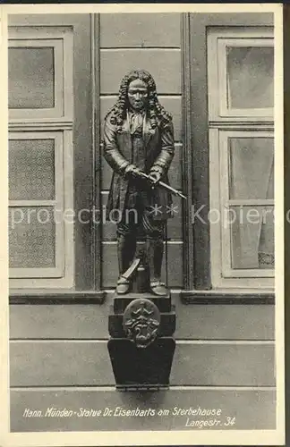Hann. Muenden Statue Dr Eisenbarts Sterbehause  Kat. Hann. Muenden