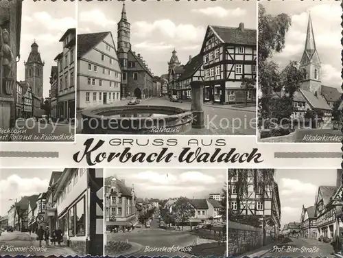 Korbach Rathaus Nikolaikirche Prof Bier Strasse Bahnhofstrasse  Kat. Korbach